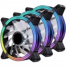 120Mm Case Fan With Auto Rainbow Led Streamer Effect For Computer Cooling,Cpu Cooler-3 Pack