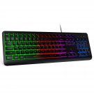 Wired USB Keyboard with RGB Light for Computer, PC, Laptop, Full Size Keyboard with Rainbow LED Ba