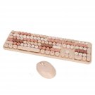 Wireless Keyboard Mouse Combo, 104 Keys Retro Round Key Caps Keyboard, Cute Ergonomic Keyboard Gif