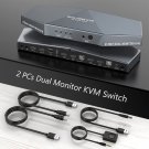 2 PCs Dual Monitor KVM Switch 4K, HDMI KVM Switch Dual Monitor Suitable for 2 Computers + 2 Monito