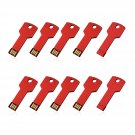 10 Pack 2Gb Usb Flash Drive Usb 2.0 Metal Key Shape Memory Stick Thumb Drive Pen Drive-Red