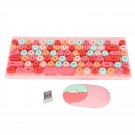 Wireless Keyboard Mouse Combo,86 Keys,Ergonomic Cute Retro Round Hot Keys Compact Typewriter,2.4G 