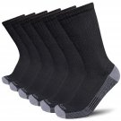Men'S Moisture Control Cushioned Crew Work Boot Socks, Size 9-12, Black, 6 Pairs