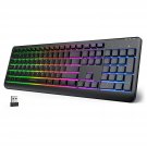 Backlit Wireless Keyboard, seenda 2.4G Rechargeable Cordless Illuminated Keyboard, Full Size Ergon