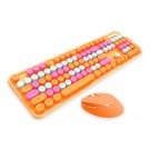 Colorful Wireless Keyboard And Mouse Combo, Polychrome 104 Keys Round Keycaps Retro Pc Keyboards, 