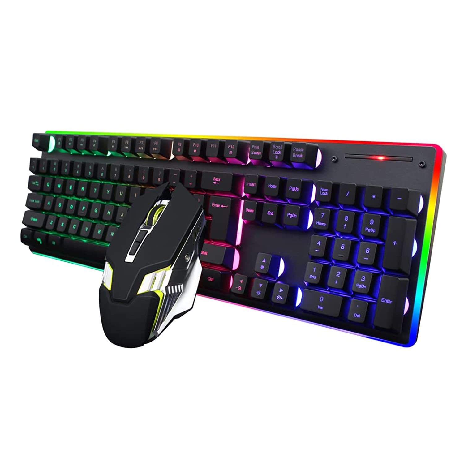 2.4G Wireless Keyboard Mouse Set, Waterproof Ergonomic Wireless Keyboard Mouse Combo, Rgb Colorful