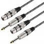 Xlr Female To 1/4 Inch Ts Cables 10 Ft/2Pack, Nylong Braided Xlr 3 Pin Female To 6.35Mm Ts Male Un