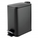 mDesign Slim Metal Rectangle 1.3 Gallon Trash Can with Step Pedal, Easy-Close Lid, Removable Liner