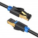 50Ft/15M Cat 8 Ethernet Cable, Cat8 Lan Internet Network Cable 40Gbps 2000Mhz With Gold Plated Rj4