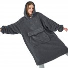 Wearable Blanket Hoodie With Zipper - Charcoal Cozy Sherpa Hooded Blanket Sweatshirt Sweater, Gift