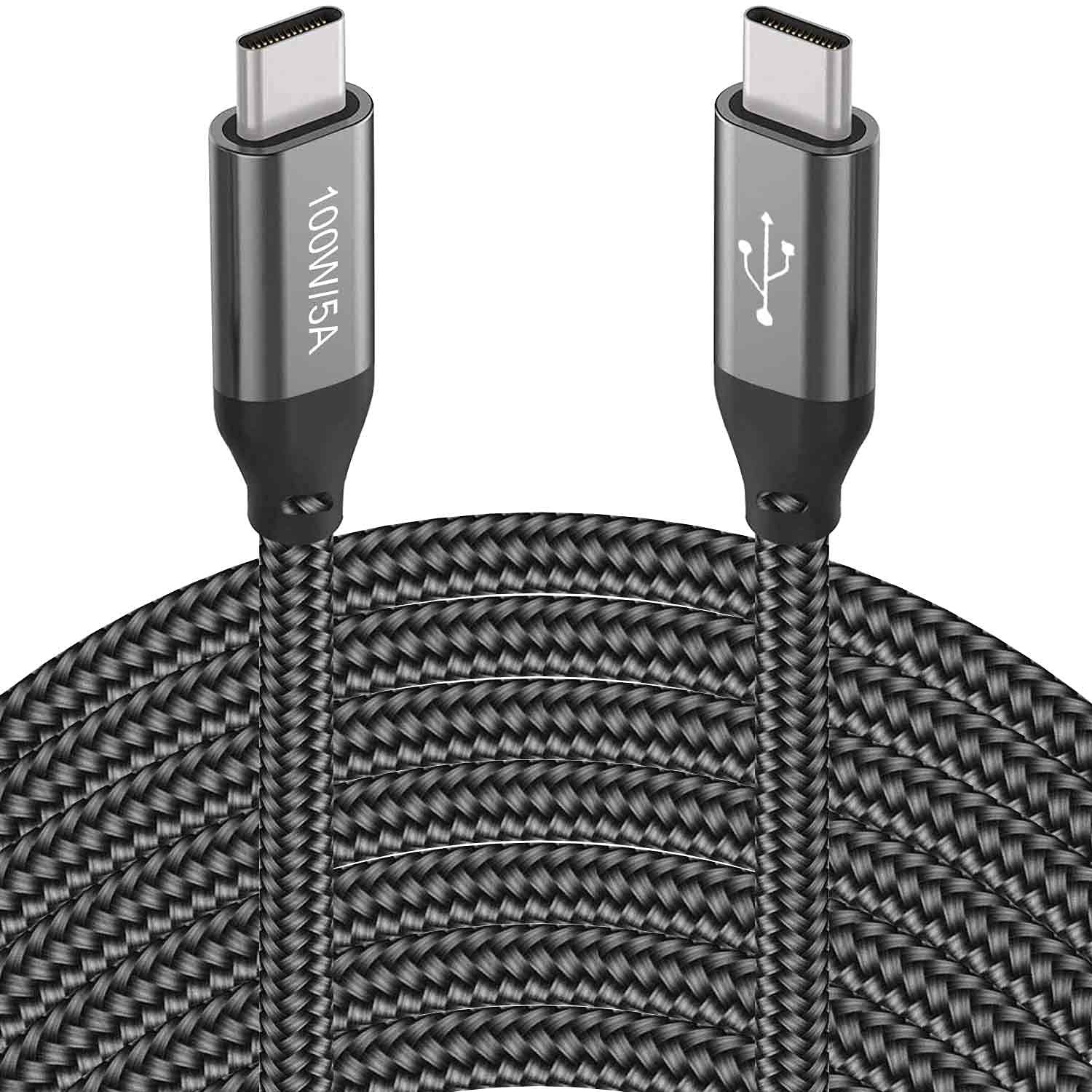 20Ft Usb-C To Usb-C Cable,100W/5A,Extra Long Type-C Fast Charging Cord For Macbook Air/Pro,Samsung