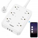 Smart Power Strip, Wifi Flat Plug Strip With 3 Smart Outlets And 3 Usb Ports, 6 Feet Extension Cor