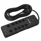 10-Outlet Surge Protector Power Strip With 4 Usb Ports, 15 Ft Long Extension Cord, Right Angle Fla