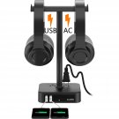 Dual Headphone Stand With Usb Charger Desk Gaming Double Headset Holder Hanger Rack With 2 Usb Cha