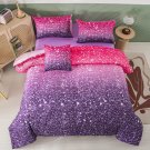 Purple Glitter Comforter Set Twin Size 6 Pieces Bed In A Bag For Teen Girls 3D Colorful Rainbow Be