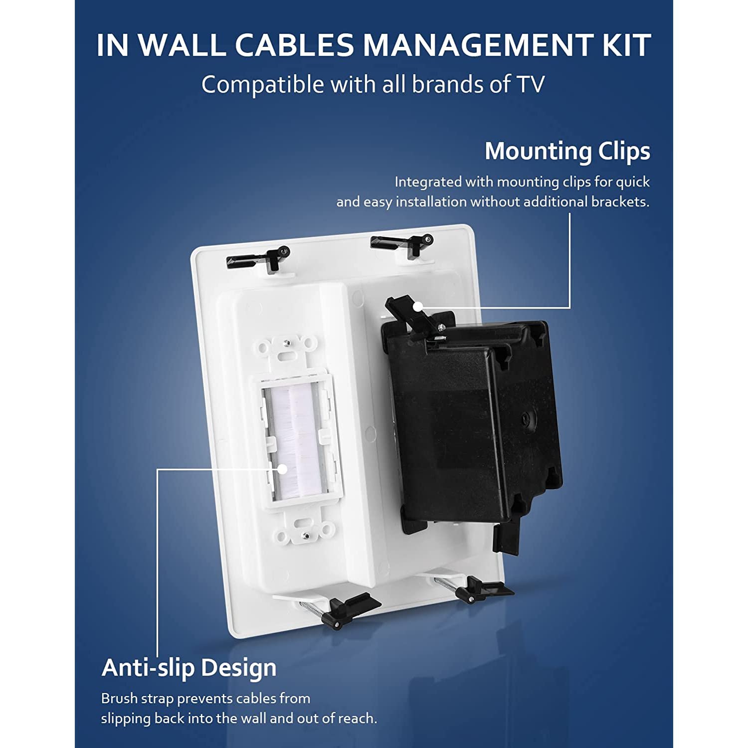 In Wall Cable Management Kit For Tv, Recessed Outlet Wall Plate Cable