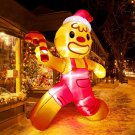 10 Ft Christmas Inflatables Outdoor Decorations, Gingerbread Man With Candy Canes Build-In Led Lig