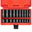 NEIKO 02434A 3/8-Inch-Drive Standard and Deep Impact Socket Set, 6-Point SAE Sizes from 5/16"" to 7