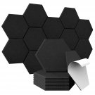12 Pack Acoustic Panels 12"" X 10.5"" X 0.4"" Self-Adhesive Hexagon Sound Proof Padding Art Decor So