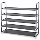 5 Tiers Shoe Rack Space Saving Tower Cabinet Storage Organizer Black 39""L Holds 20-25 Pair Of Shoe