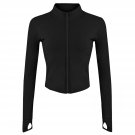Women'S Full Zip Seamless Workout Jacket Running Yoga Slim Fit Track Jacket(Black-S)