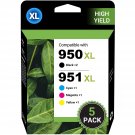 950/951 Xl Combo Pack (5-Pack) Replacement For Original Hp 950Xl 951Xl High Yield Ink Cartridges, 