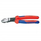KNIPEX 74 22 200 Comfort Grip High Leverage Angled Diagonal Cutter, 8-Inch, Angled, Comfort Grip