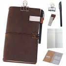 Refillable Leather Journal Travelers Notebook - 8.5 X 4.5 Travel Diary With 5 Inserts + Pen Holder