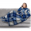 Fleece Blanket With Sleeves And Foot Pockets For Women Men Adult, Wearable Blanket Throw Wrap, War