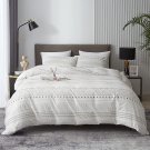 Boho Duvet Cover Queen Size - Soft Boho Aztec White Duvet Cover With Taupe Waves And Traingles Lig