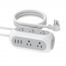 Surge Protector Power Strip With 3 Usb, Flat Plug Dorm Extension Cord With Multiple Outlets, Mount