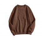 Women'S Long Sleeve Top Round Neck Drop Shoulder Pullover Sweatshirt Coffee M