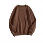 Women'S Long Sleeve Top Round Neck Drop Shoulder Pullover Sweatshirt Coffee M