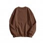 Women'S Long Sleeve Top Round Neck Drop Shoulder Pullover Sweatshirt Coffee M
