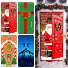 4 Pcs Christmas Door Cover Decoration Christmas Door Decorations Santa Nativity Scene Gift Box Gin