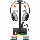 Rgb Headphone Stand With Usb Charger Desk Gaming Headset Holder Hanger Rack With 2 Usb Charging Po