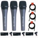 3X E 835 Wired Cardioid Handheld Dynamic Lead Vocal Stage Microphone With Clip - With 3X Pyle Ppmc