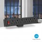 Desk Power Strip With Switches, Clamp Outlet Strip Surge Protector, Clip On 1.7 Inch Desktop Edge 