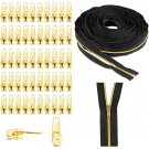 Coil #3 Zippers With Replacement Sliders For Sewing (Gold, 25 Yards, 50 Pieces)