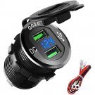Waterproof Dual Quick Charge 3.0 Usb Car Socket 12V/24V 36W With Led Display