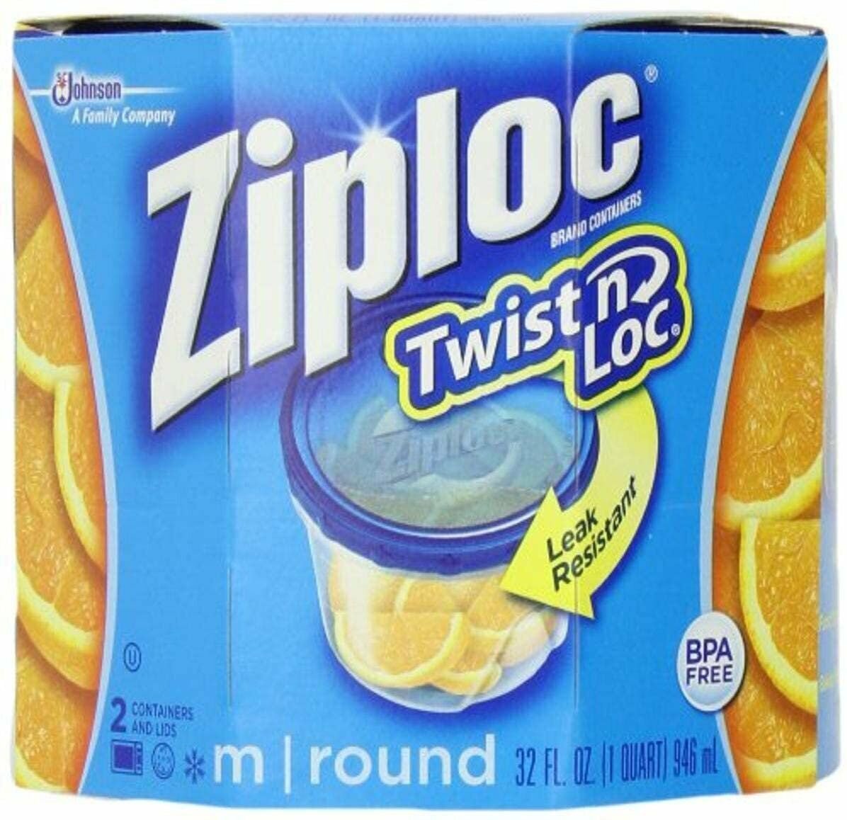 Ziploc Twist 'N Loc , Medium Round, Containers & Lids, 2-Count (Pack of 2)