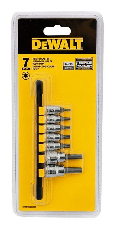 NEW DEWALT DWMT75423OSP 7 PIECE TORX BIT SOCKET SET 1/4"" & 3/8"" DRIVE