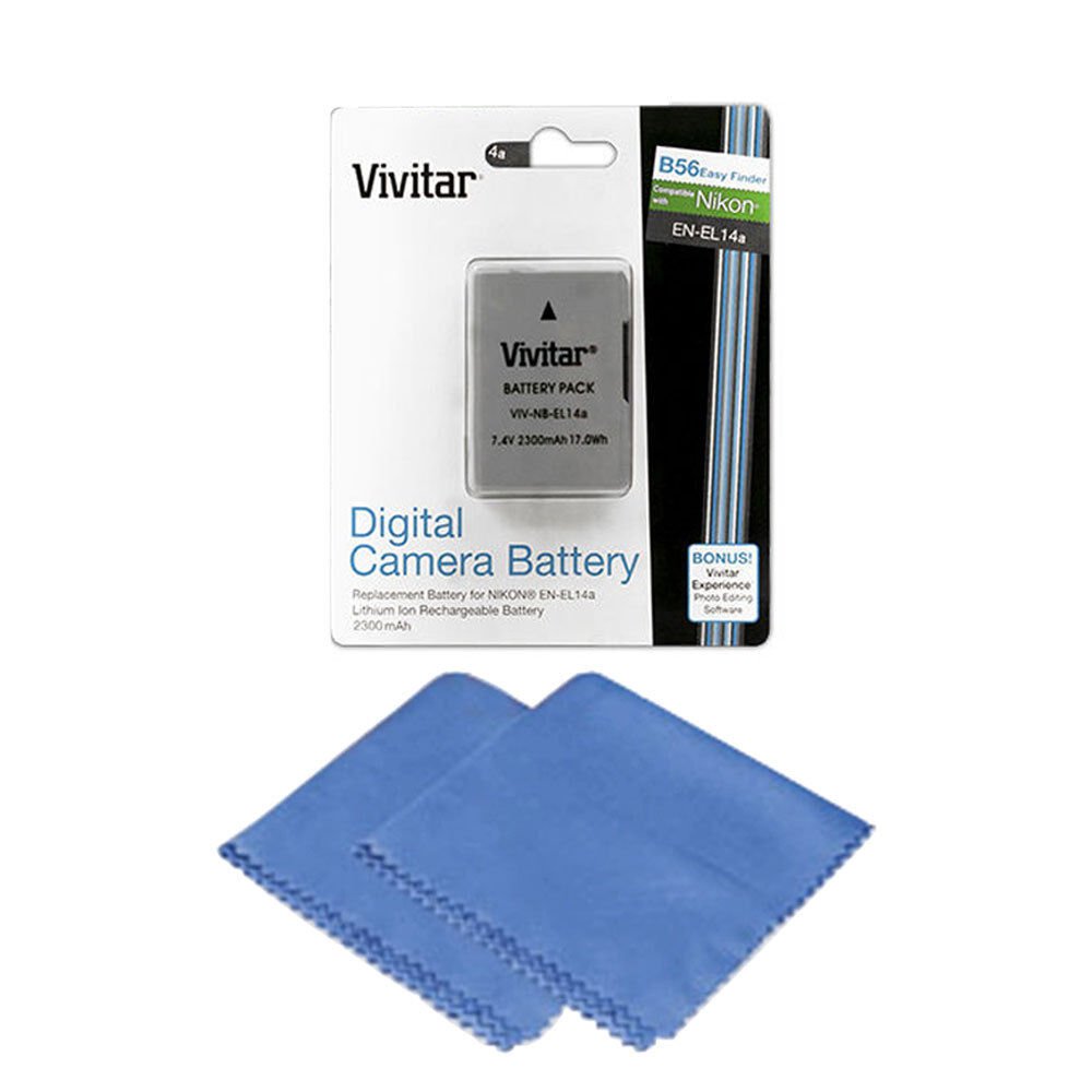 Vivitar EN-EL14a Battery for Nikon Coolpix P7700 P7800P7000 P7100 + Cloth