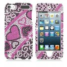 Ipod Touch 5Th & 6Th & 7Th Gen - Hard Diamond Bling Case Cover Pink Black Hearts