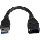 StarTech 6in Black USB 3.0 Extension Adapter Cable A to A M/F USB3EXT6INBK