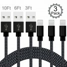 Iphone Charger, 3Pack 3Ft 6Ft 10Ft Nylon Braided Lightning Cable Mfi Certified