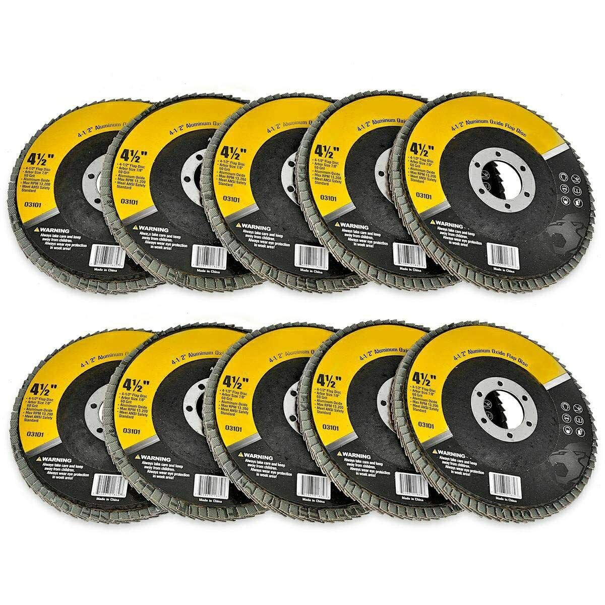 10Pcs Flap Disc 4-1/2"" Discs Wheels 4.5"" X 7/8"" Remove 100-Grit Grade
