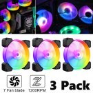 3 Pack 120Mm Pc Case Cooling Fans 1200Rpm Rgb Multicolor Low Noise Computer Fan