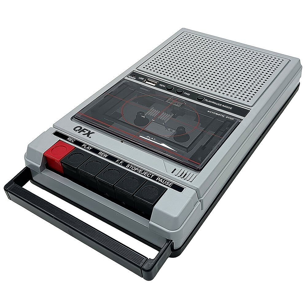 Silver Retro40 Shoebox Cassette Tape Recorder +Aux/Usb +BuiltIn Mic