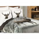 2-Piece Deer In Snowy Forest Twin Comforter Set In Multi-Color